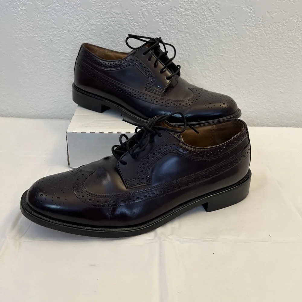 Bostonian Luxe 25428 Malden Burgundy  Leather Wingtip Oxfords Mens 8.5M‎ Brogue